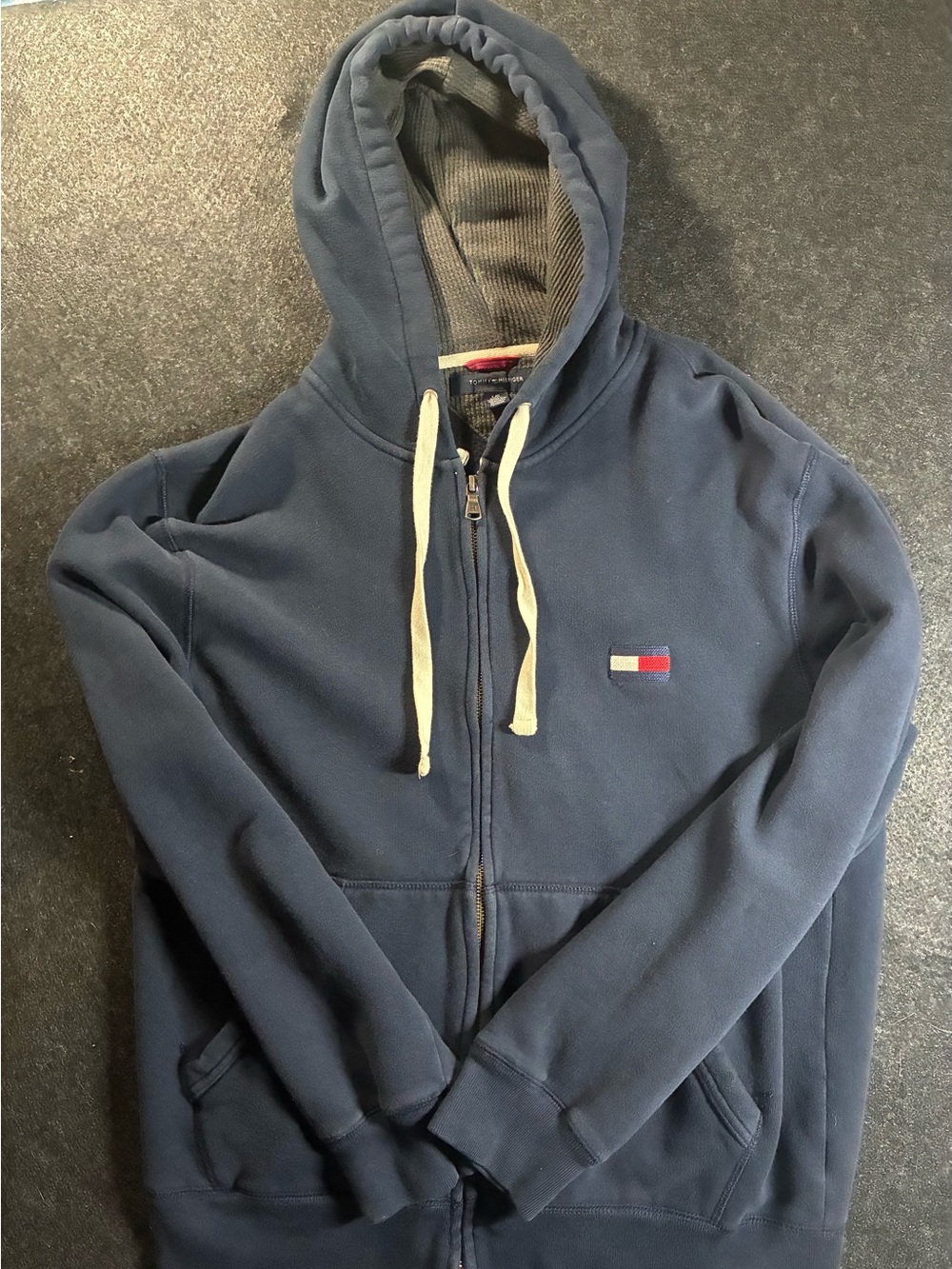 Tommy Hilfiger Navy Zip-Up Hoodie with Contrast Drawstrings